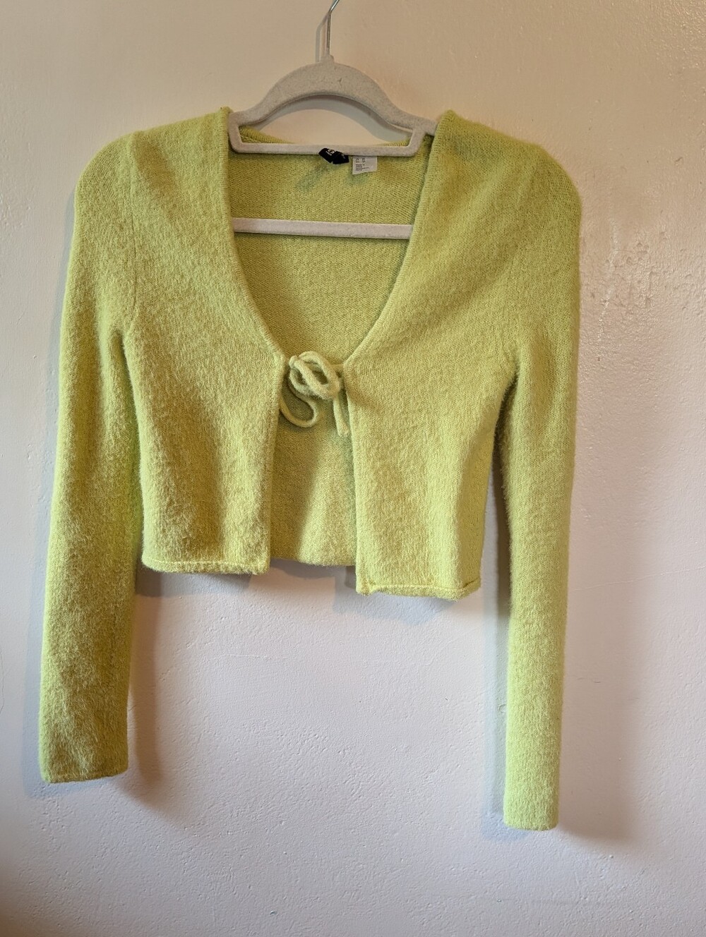 Divided Lime Green Cropped Tie-Front Cardigan Size XS